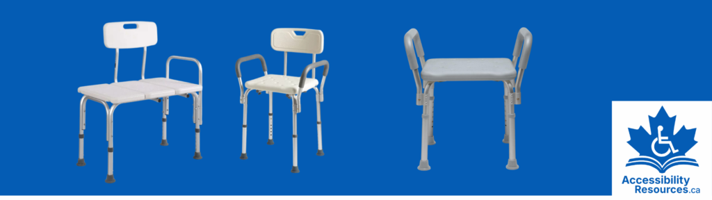 A sturdy, white shower chair 